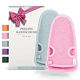 LoWell® 2 Stück Peelinghandschuh - Hamam Peeling Handschuh für Körper und Gesicht - Bonus Peeling Guide und 2...