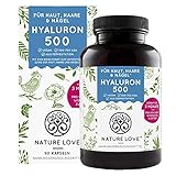 NATURE LOVE® Hyaluronsäure Kapseln mit Zink - Hochdosiert mit 500mg Hyaluron - Vegan - 90 Stück (3 Monate) - 500-700...